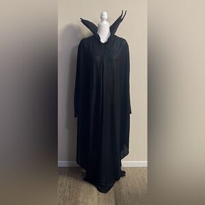 Disney Maleficent Black Hooded Cape Cloak Costume | Dramatic Collar | One Size